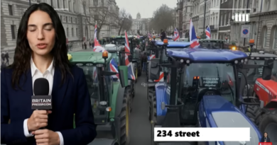 英政府の税制政策に対する農民の抗議、1,800台以上のトラクターがロンドン中心部に突入