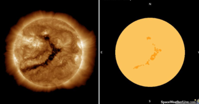 超巨大コロナホール発生中、強化された太陽風が地球に到達する可能性